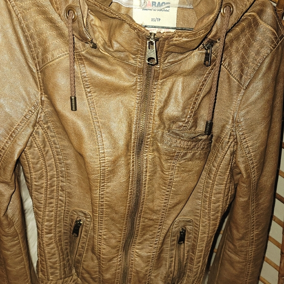 Faux hooded leather jacket - Picture 1 of 5